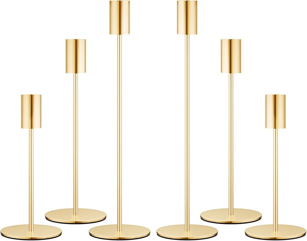 zeochyni French Gold Taper Candle Holders Set of 6 Candlestick Holders, Decor Candle Stick Candle... | Amazon (CA)