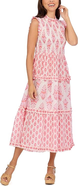 Mud Pie Womens Mud Pie Women's Ward Smocked Midi Dress | Amazon (US)