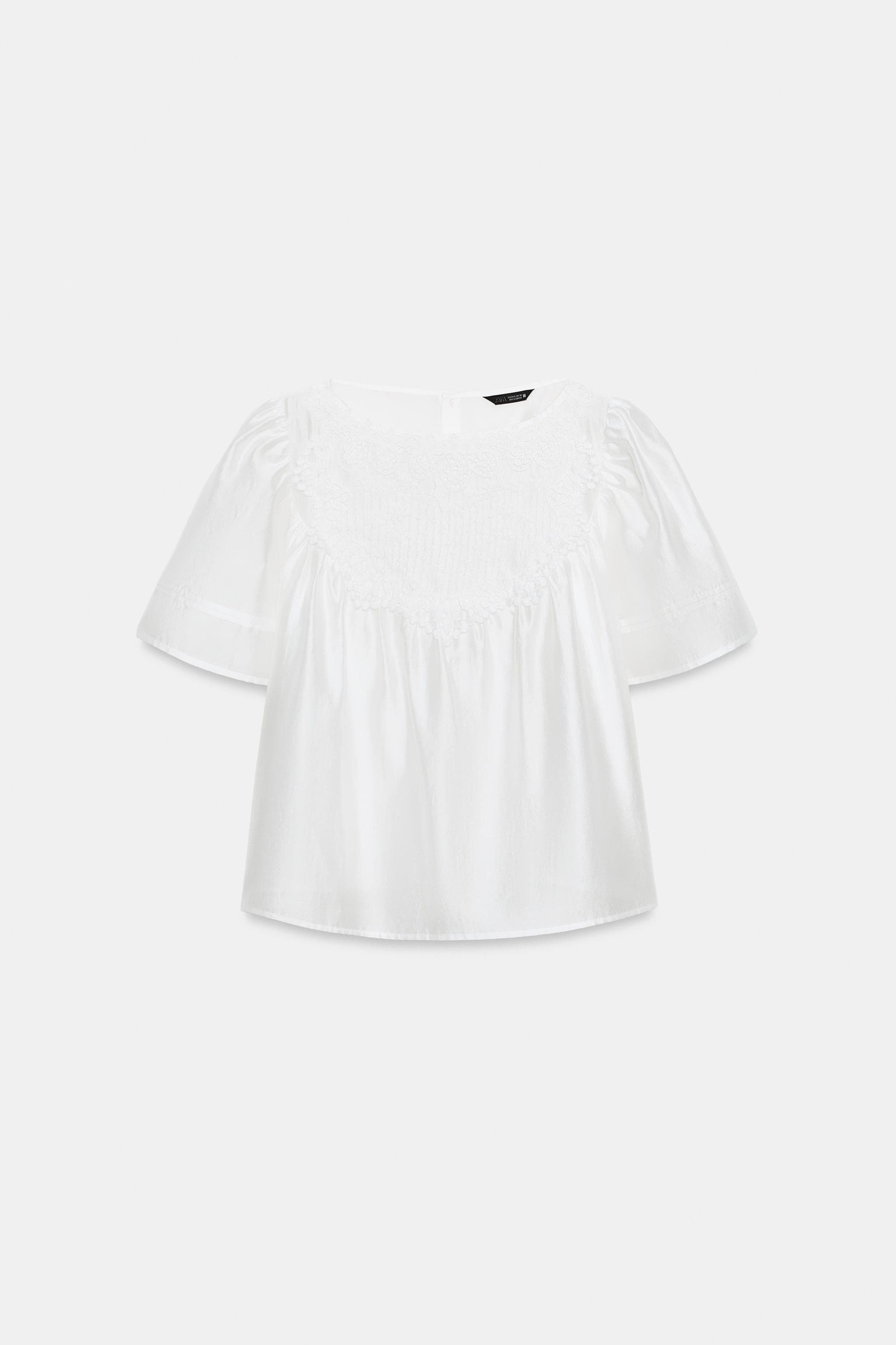SHORT SLEEVE EMBROIDERED BLOUSE | Zara US