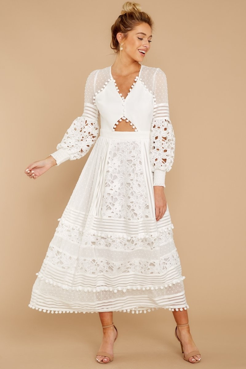 All For Hope White Lace Maxi Dress | Red Dress 