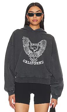 ANINE BING Alec Hoodie White Eagle in Washed Black from Revolve.com | Revolve Clothing (Global)