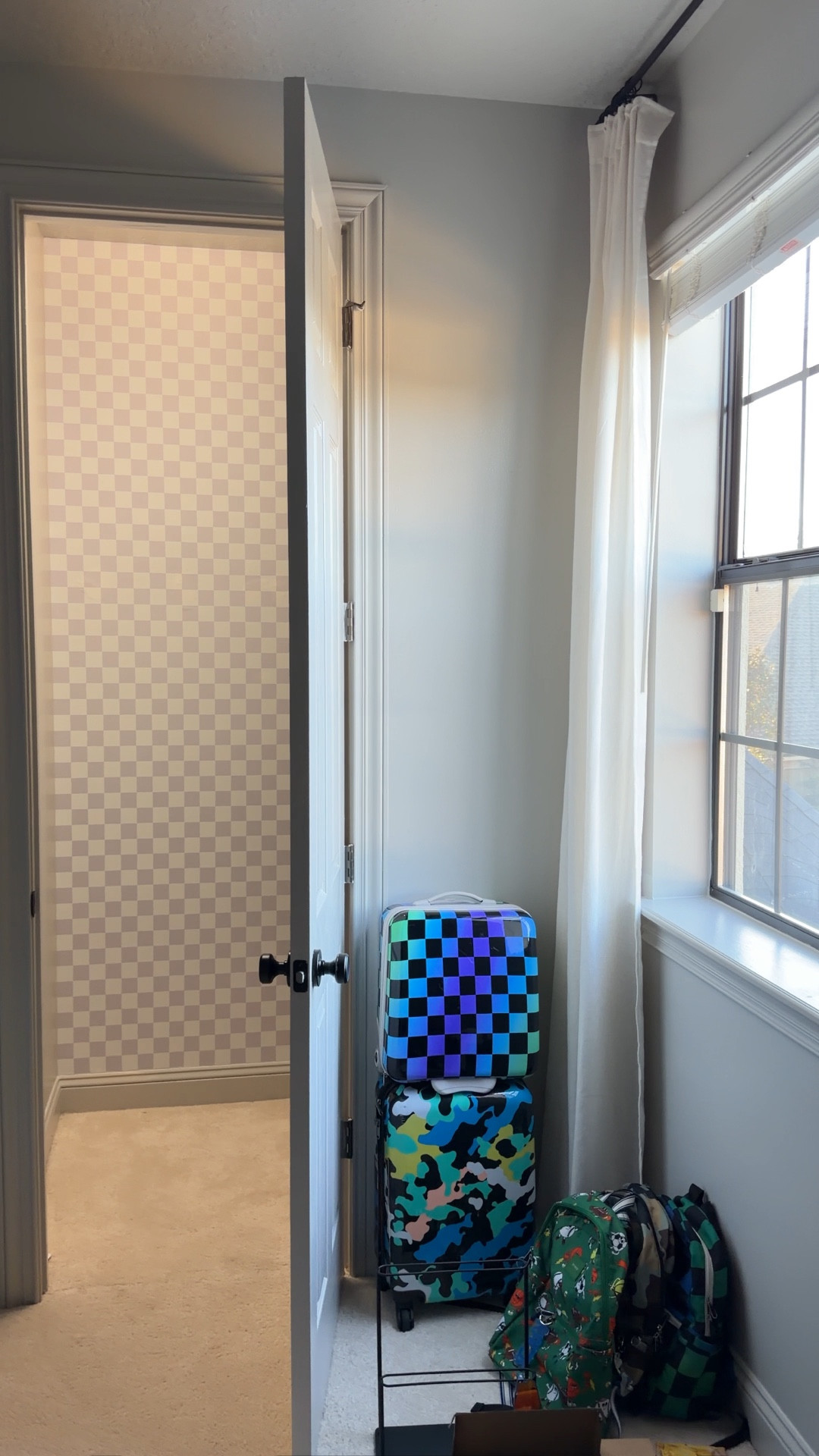 Kids wallpaper. We have tall ceilings so this took 4 rolls exactly. Super fun. Closet system & closet storage en route 👍🏼 

#LTKKids #LTKHome