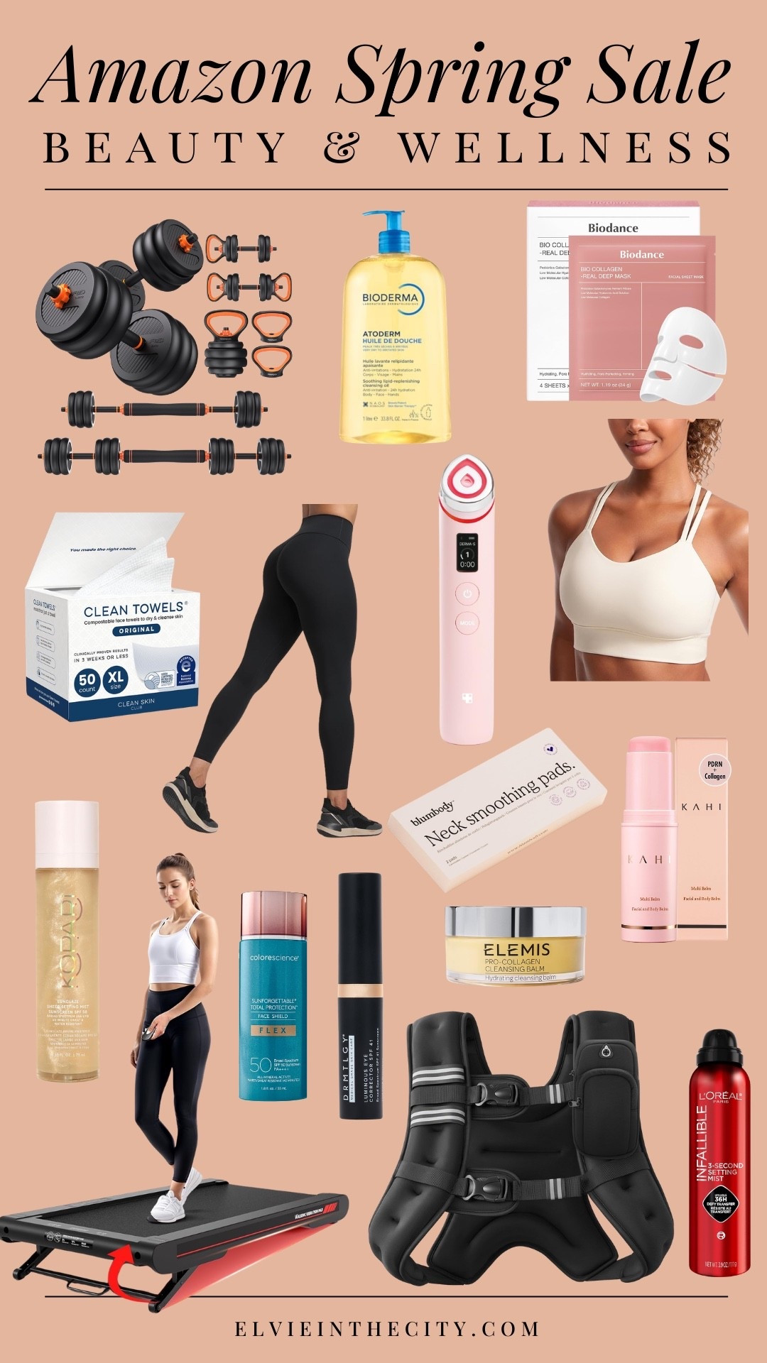 My Amazon Spring Sale beauty and wellness picks include a weight set, Bioderma shower oil, disposable towels, leggings, the Medicube Booster Pro, a sports bra, Kopari setting mist sunscreen, a walking pad, Colorscience Face Shield with SPF 50, Drmtlgy eye corrector, neck masks, Elemis cleansing balm, a weighted vest, Kahi wrinkle bounce multi balm stick, and L’Oreal setting spray.

Beauty must haves, makeup routine, fashion over 40, over 50 style, amazon spring sale, amazon beauty

#LTKSaleAlert #LTKActive #LTKOver40