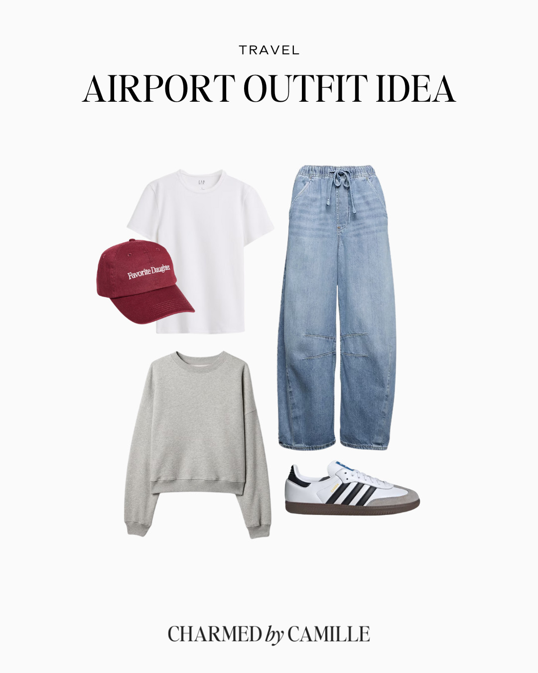 An easy airport/travel day outfit idea featuring the comfiest drawstring jeans!   

 #LTKTravel