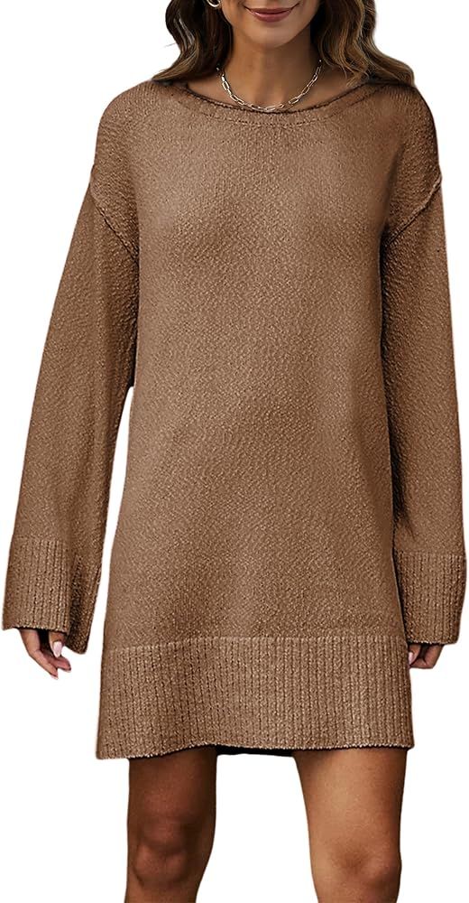 Lianlive Sweater Dress for Women Casual Long Sleeve Knit Dresses Crewneck Pullover Sweaters 2024 ... | Amazon (US)