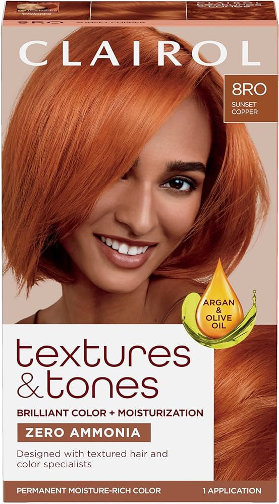 Clairol Textures & Tones Permanent Hair Dye, 8RO Sunset Copper Hair Color, Pack of 1 | Amazon (US)