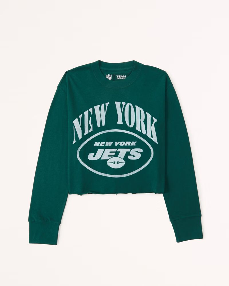 Long-Sleeve Cropped New York Jets Graphic Tee | Abercrombie & Fitch (US)