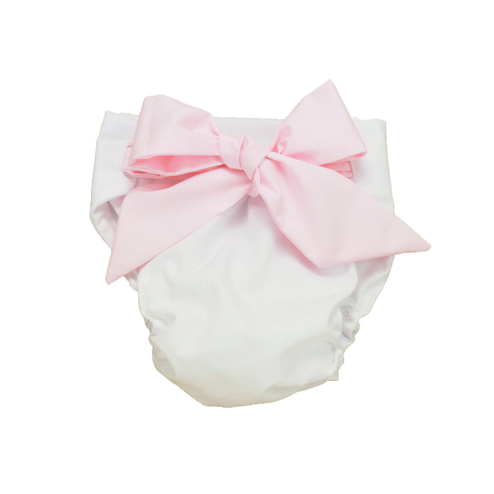 Baby Bow Bottom Bloomer - Worth Avenue White with Palm Beach Pink | The Beaufort Bonnet Company