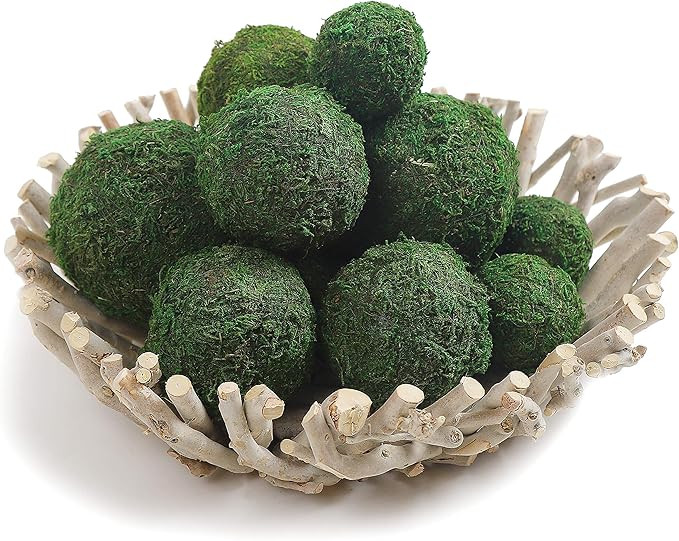 Qingbei Rina Dried Authentic Green Moss Ball Table Decor (3.94 inches,Set of 6) | Amazon (US)