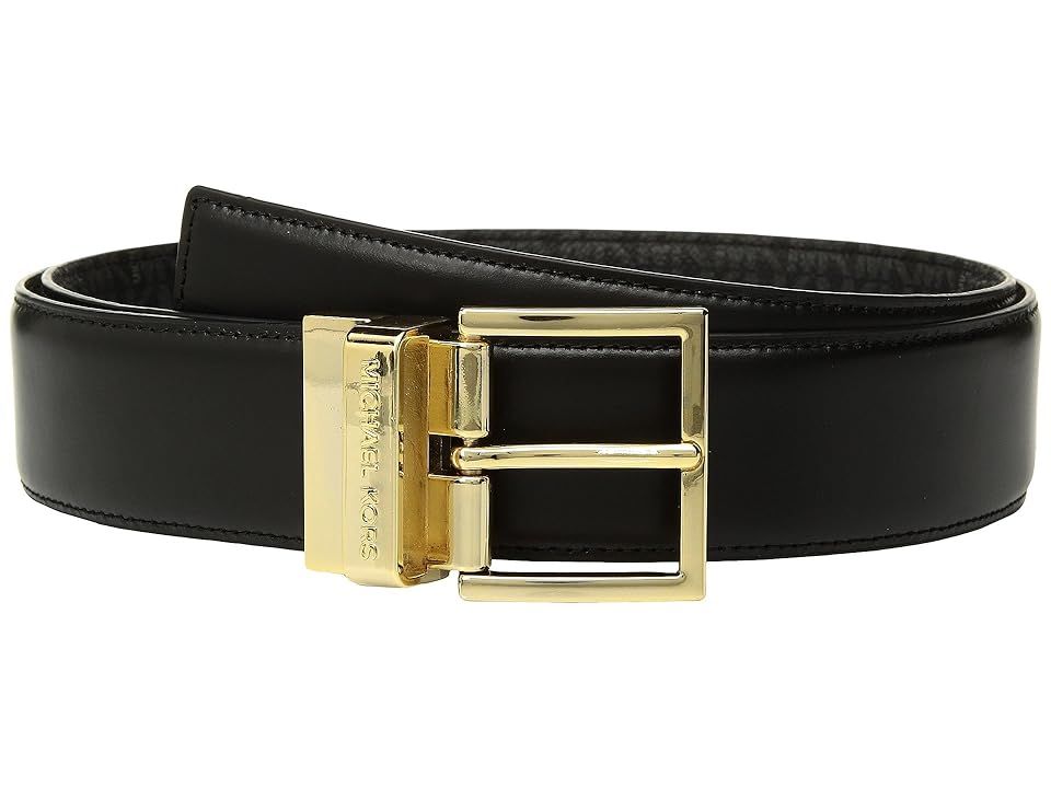 MICHAEL Michael Kors Reversible Smooth to Logo Belt (Black/Black) Women's Belts | Zappos