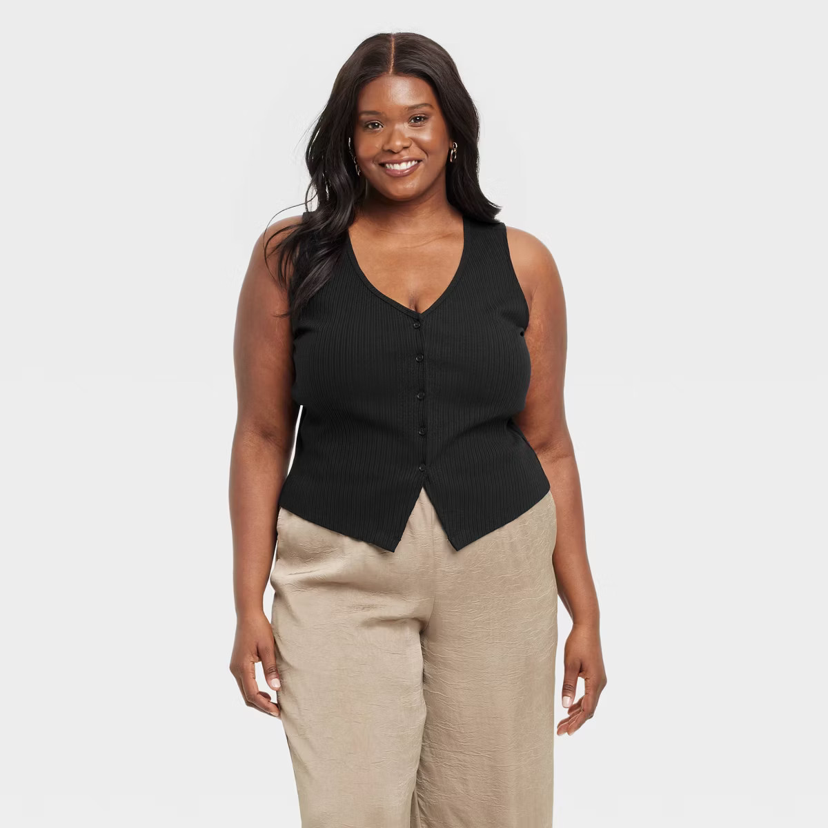 Women's Ribbed Button-Down Vest - A New Day™ Red XL | Target