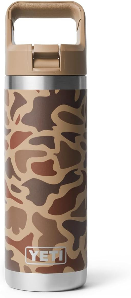 YETI Rambler 18 oz Bottle, Vacuum Insulated, Stainless Steel with Straw Cap, Wetlands Camo | Amazon (US)