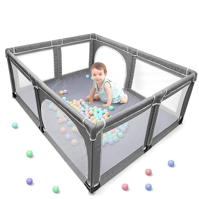 Amazon.com : YOBEST Baby Playpen, Infant Playard with Gates, Sturdy Safety Playpen with Soft Brea... | Amazon (US)