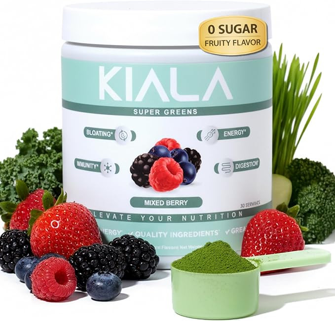 Kiala Nutrition Super Greens, Organic Greens Powder with Spirulina & Chlorella for Digestion, Gut... | Amazon (US)