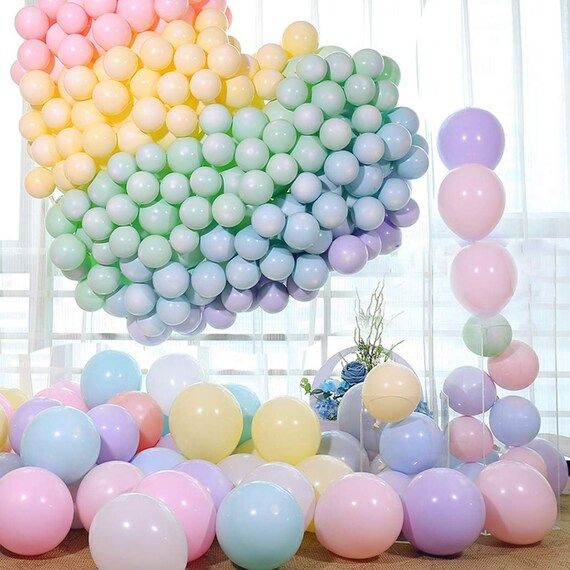 Matte PASTEL Balloon Garland 36", 24" 11," 5" Inch, Balloons Pastel Blue, Pink, Green, Yellow, La... | Etsy (US)