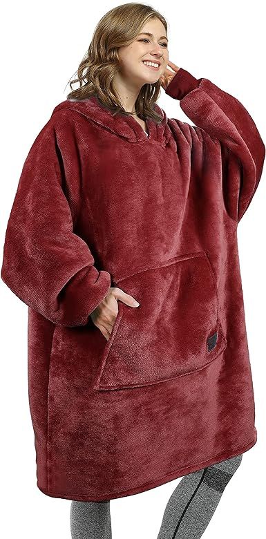 Catalonia Oversized Blanket Hoodie Sweatshirt, Wearable Sherpa Lounging Pullover for Adults Women... | Amazon (US)
