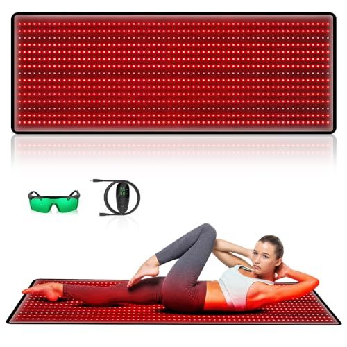 Rikimxin Red Light Therapy Infrared Mat, Large Red 660nm and 850nm Near Infrared Light Therapy Device Big Pad Blanket for Back Neck Knee Face Body Pain Relief with Pulse Timer | Amazon (US)