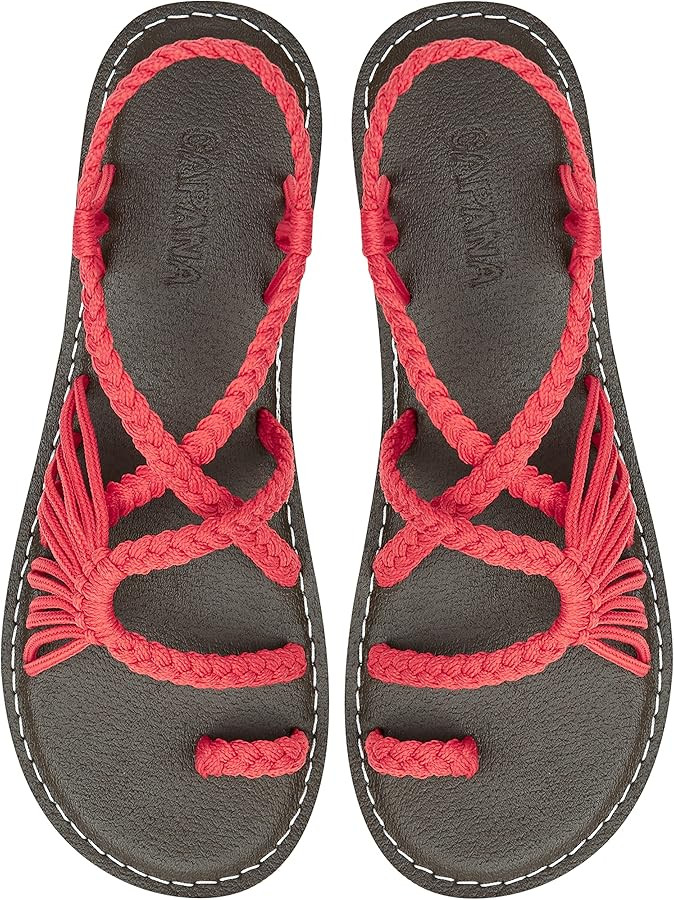 Capana Woven Women's Flat Sandals - Strappy Braided Sandals, Beach Sandals for Women Dressy Summe... | Amazon (US)