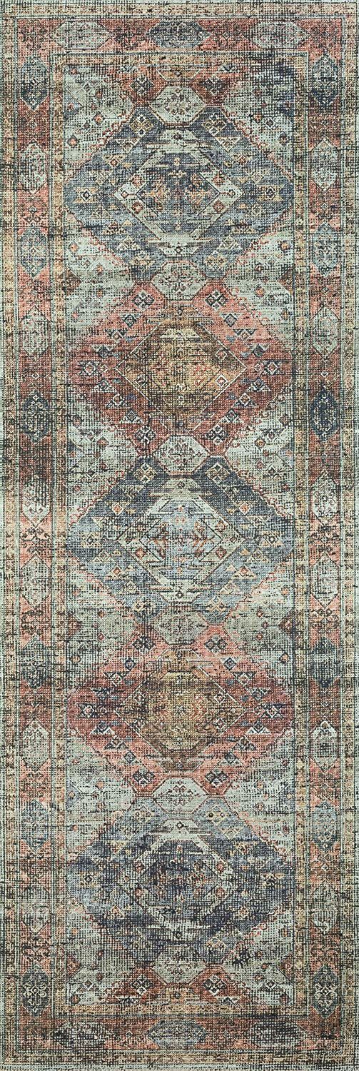 Loloi II Skye Collection Printed Distressed Vintage Area Rug, 2'-6" x 7'-6", Apricot/Mist | Amazon (US)