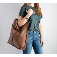 Large Dark Brown Leather Hobo Bag, Oversized Shopper Bag - Brown Purse Everyday Bag For Women Handbag | Etsy (US)