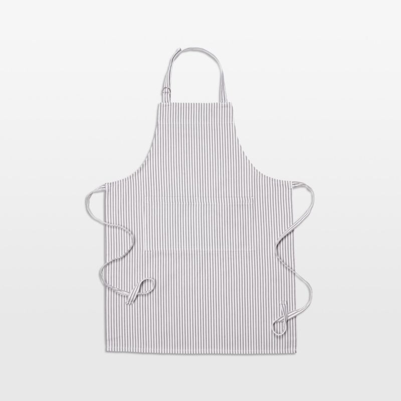 Metro Stripe Pewter Grey Cotton Apron | Crate & Barrel | Crate & Barrel