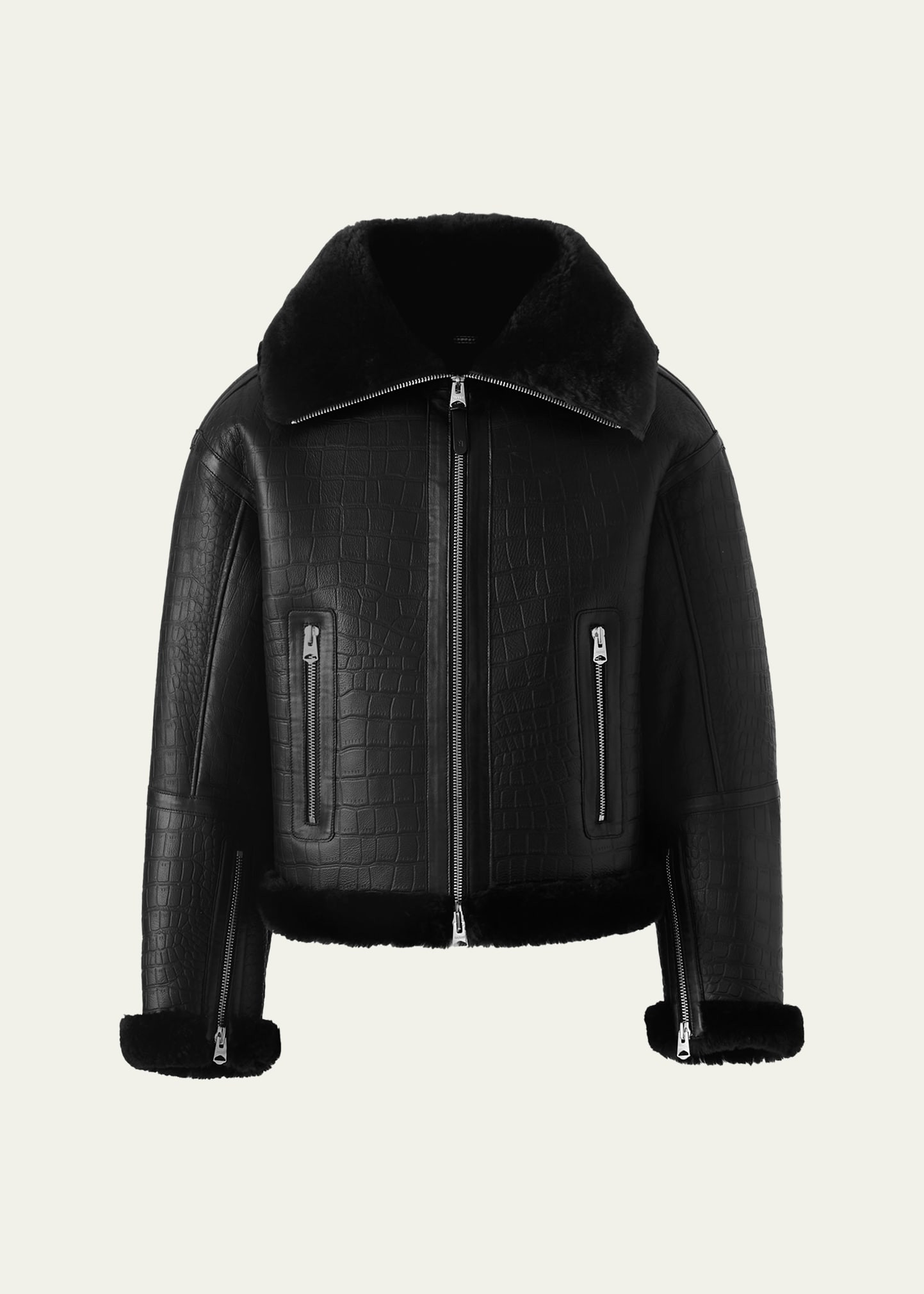 Mackage Men's Memphis Croc-Effect Oversized Shearling Jacket | Bergdorf Goodman