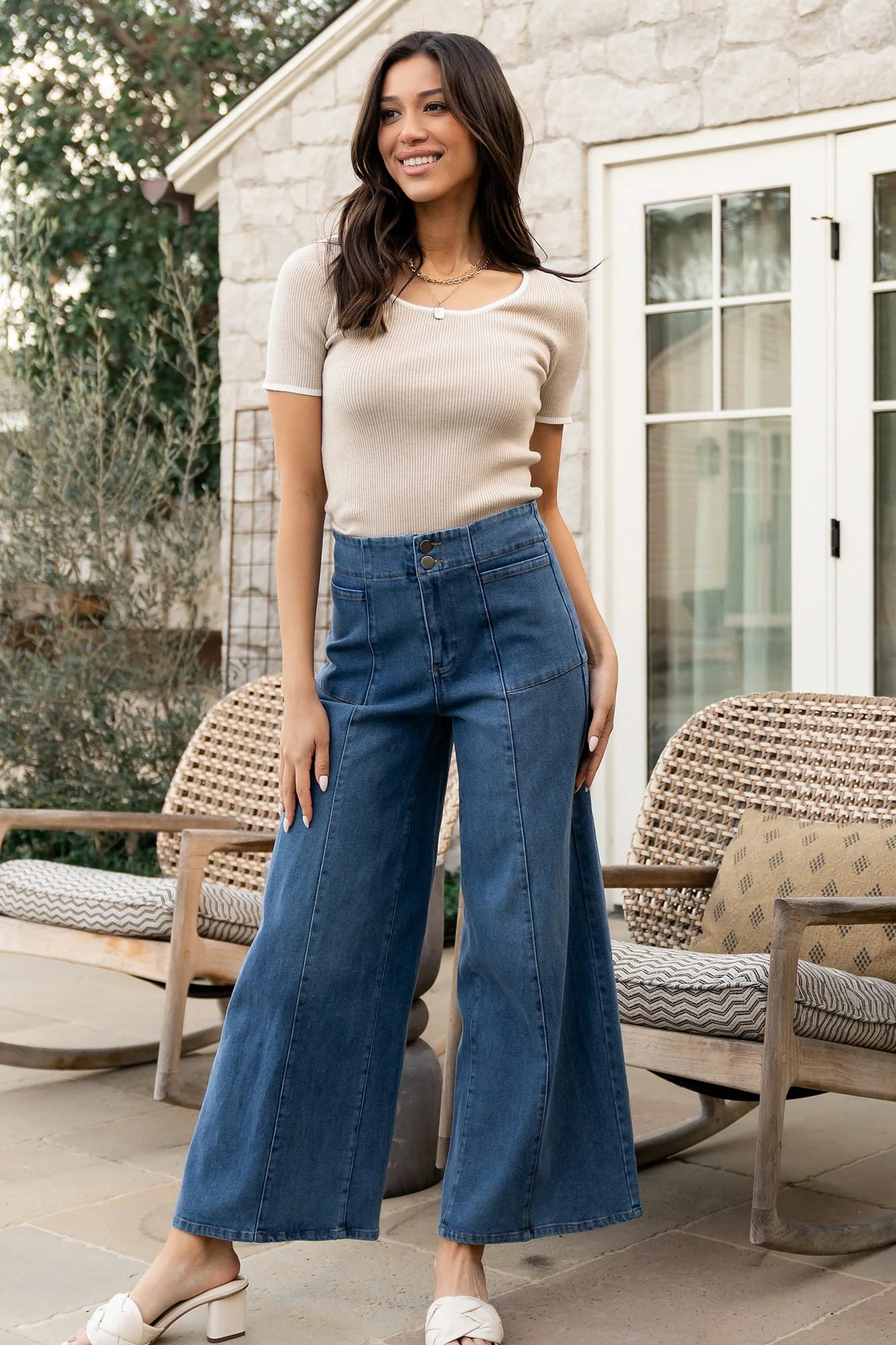 Emmi Mid Rise Wide Leg Jeans | Dark Wash | Baltic Born