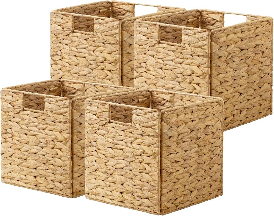 StorageWorks 10.5 inch Wicker Storage Baskets, Handwoven Wicker Basket for Organizinng, Foldable ... | Amazon (US)