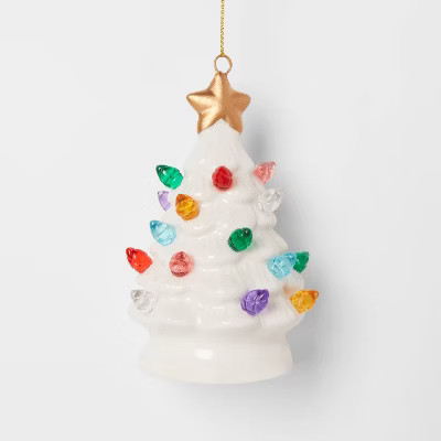 Lit Ceramic Retro Christmas Tree Ornament White - Wondershop™ | Target