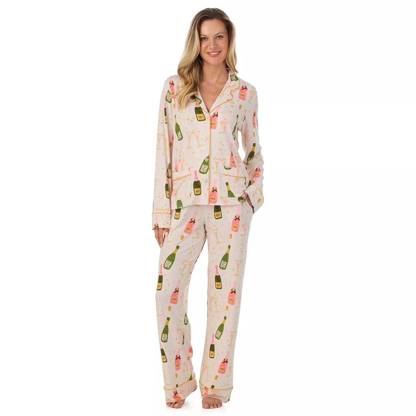 Women's Beauty Sleep Social Long Sleeve Pajama Top & Pajama Bottoms Set | Kohl's