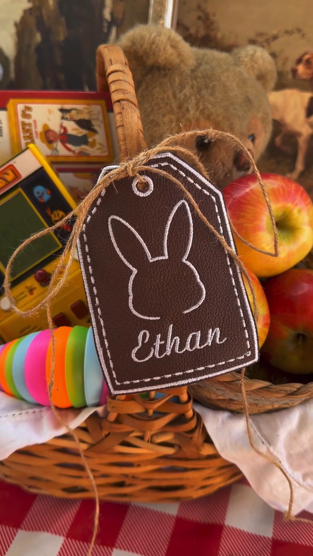 Handmade from scratch faux leather custom name tags now available, order now to receive in time for Easter🫶🐰🧺

#LTKHome #LTKSpringSale #LTKKids