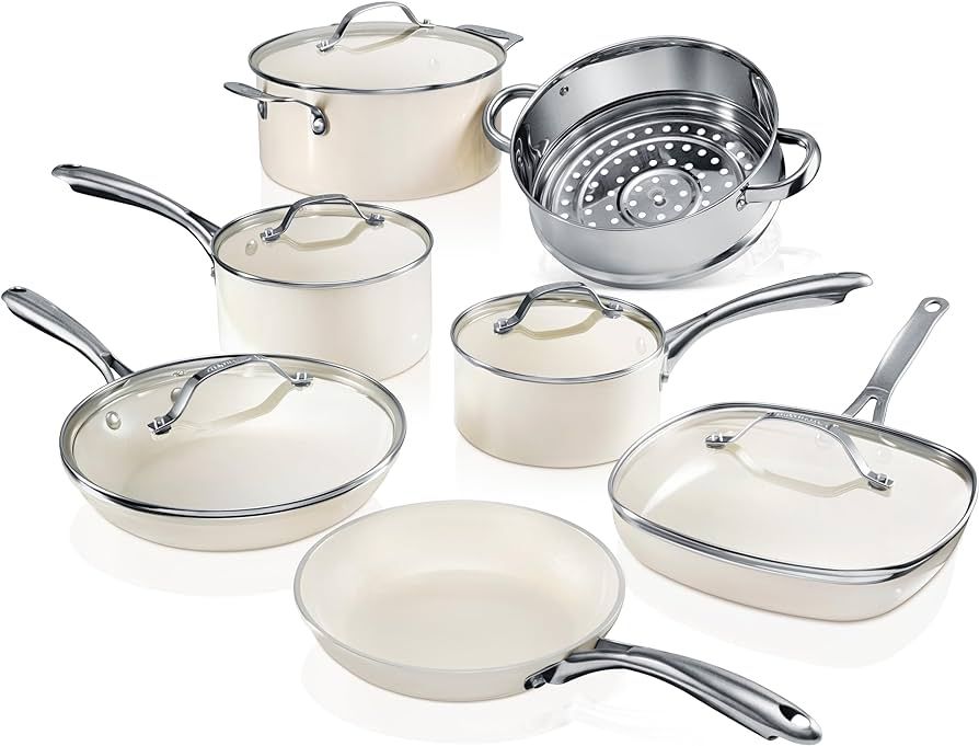 Gotham Steel 12 Pc Ceramic Pots and Pans Set Nonstick Cookware Set, Pot and Pan Set, Kitchen Cook... | Amazon (US)