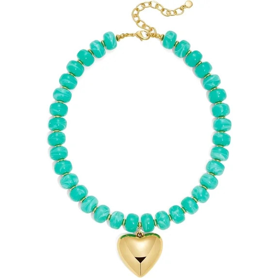 Meraki Miren Chunky Heart Necklaces for Women Colorful Resin Beaded Choker Necklace Gold Puffy He... | Walmart (US)