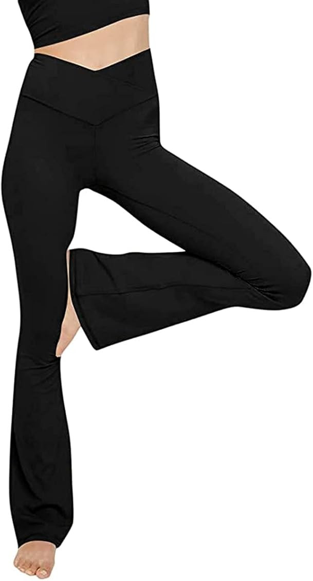 TOPYOGAS Women's Casual Bootleg Yoga Pants V Crossover High Waisted Flare Workout Pants Leggings | Amazon (US)