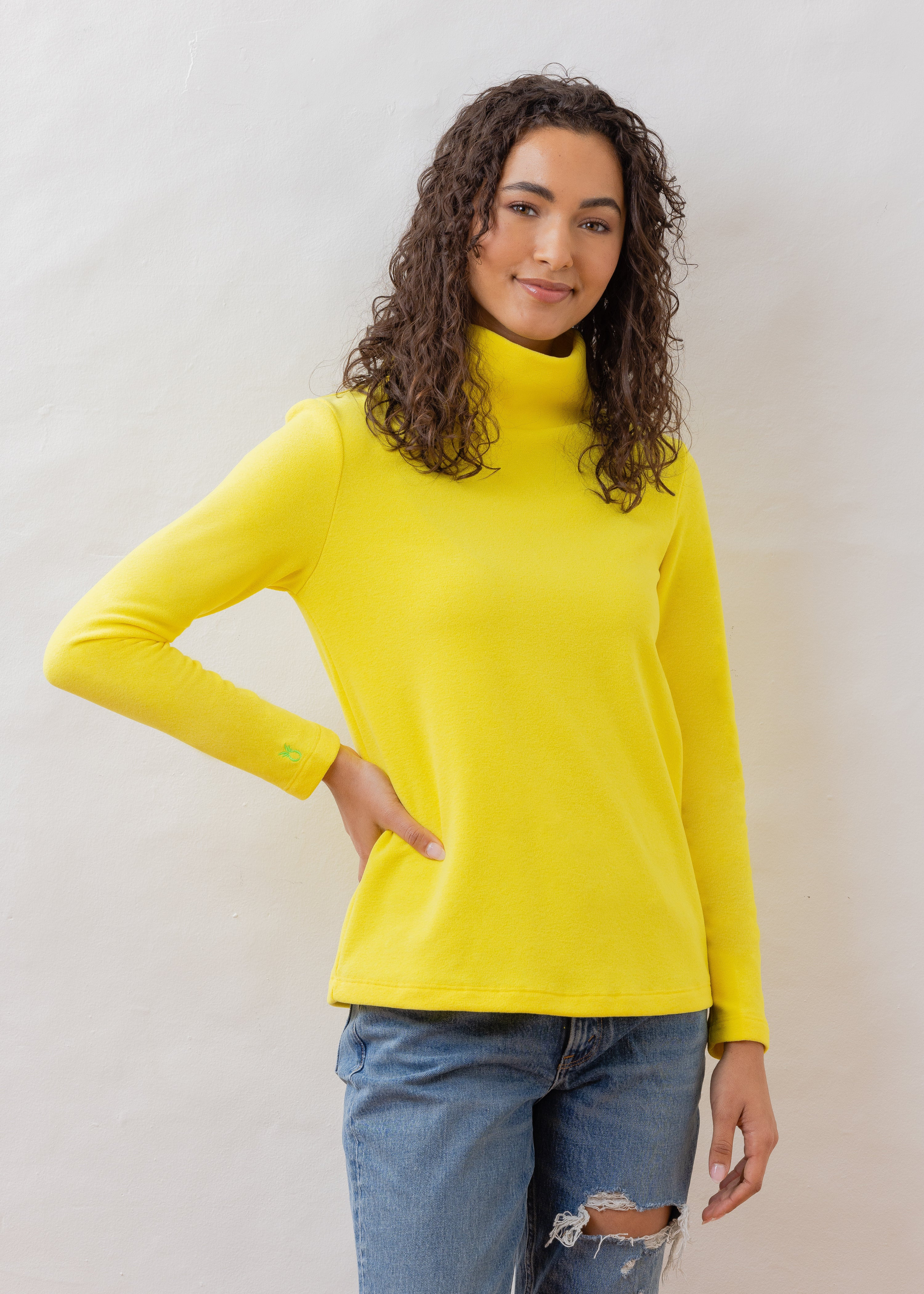 Greenpoint Turtleneck in Terry Fleece (Sunshine) | Dudley Stephens