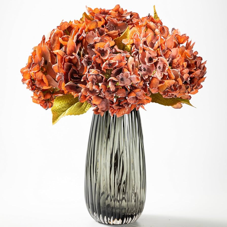 TOPIA Silk Fall Flowers Artificial Silk Dried Hydrangea Flowers Fall Hydrangeas Bouquet Autumn Fl... | Amazon (US)