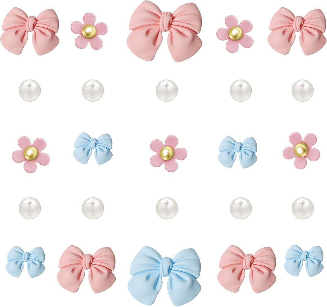 25Pcs Resin Bow Shoe Charms for Girls Clogs Sandals, Acrylic Flower Charms, Pearls Accessories for Women, DIY Shoe Decoration Charms for Party Favor | Amazon (US)