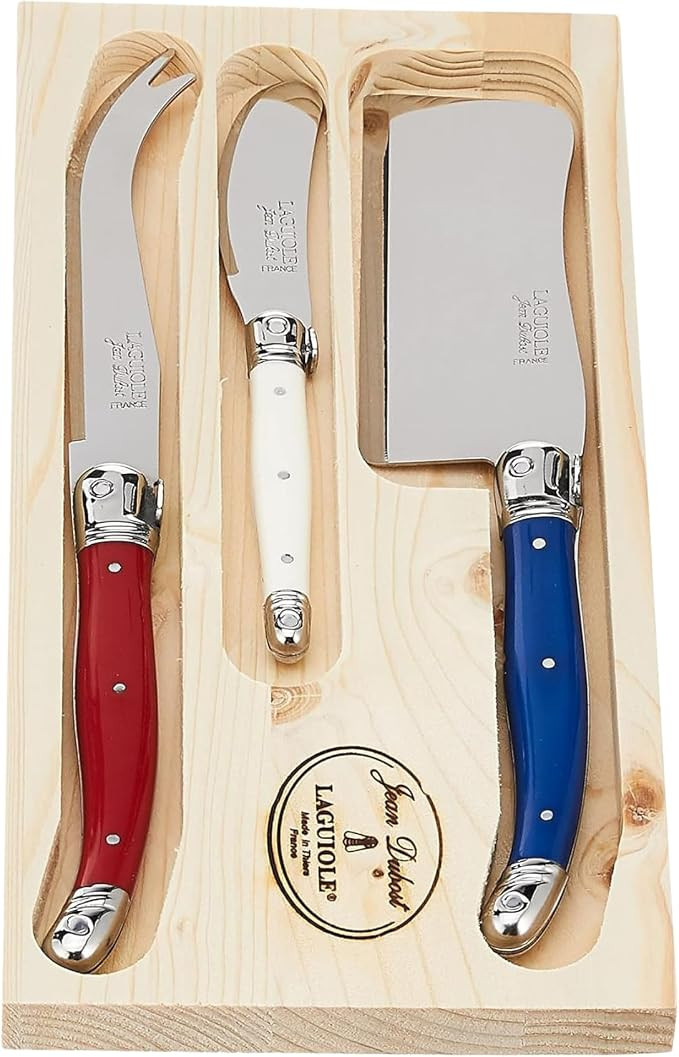 Jean Dubost Laguiole 3-Piece Cheese Knife Set, Paris-Colored Handles - Rust-Resistant Stainless S... | Amazon (US)