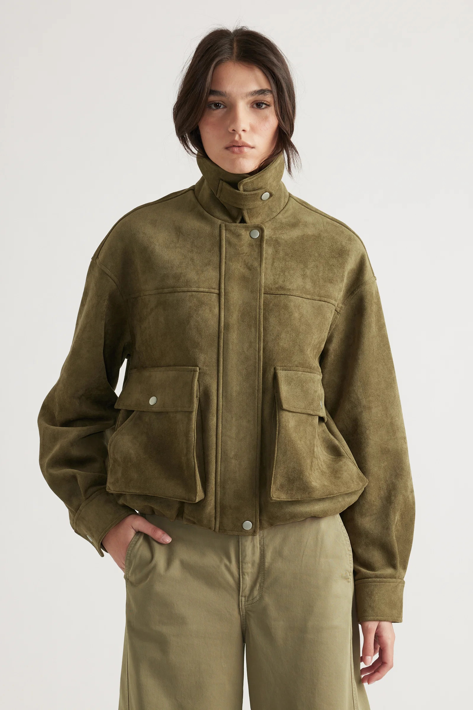 Georgie Faux Suede Jacket - Chartreuse | DECJUBA