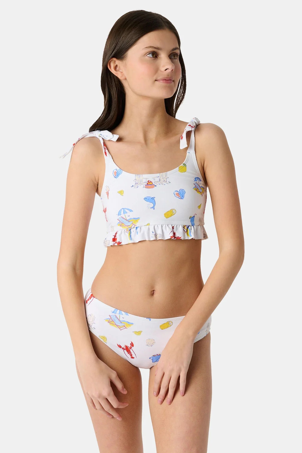 Kids Ruffle Catch of the Day Cora Bikini | Roller Rabbit