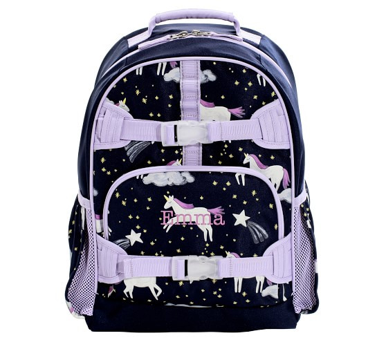 Mackenzie Navy Night Unicorn Glow-In-The-Dark Backpacks | Pottery Barn Kids