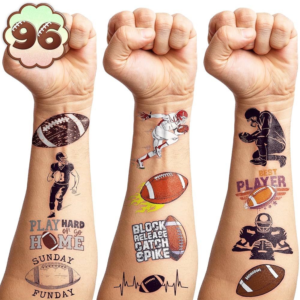 96PCS Football Pre-Cut Temporary Tattoos - Party Favors for Kids, Boys & Girls - American Footbal... | Amazon (US)