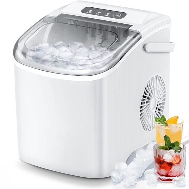KISSAIR Countertop Ice Maker Portable Ice Machine with Handle, Self-Cleaning Ice Makers, 26Lbs/24... | Walmart (US)