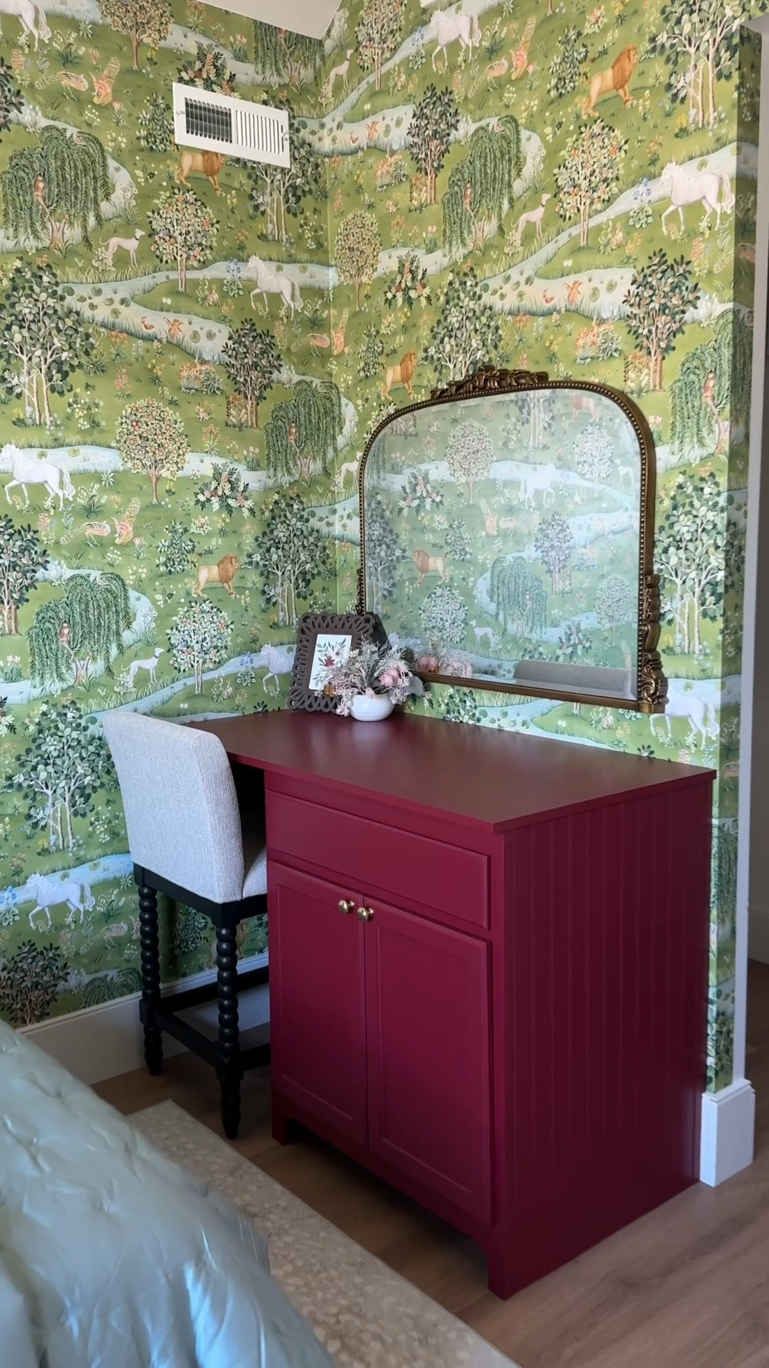 Girls room sources  - links to EVERYTHING 😍 
Bed- Dean Sand in Full - Living Spaces
Dresser- distressed black oak chest - Living Spaces clearance
Chair- Elina Counter Stool Spindle - Living Spaces
Desk color - SW Borscht 
#roommakeover #girlsroom 