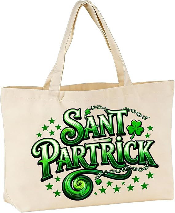 St. Patrick's Day Canvas Bag, White Hand-Held Shopping Bag, Canvas Handbag, 1 Piece | Amazon (US)