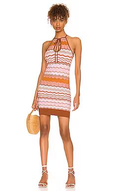 House of Harlow 1960 x REVOLVE Jules High Neck Chevron Mini Dress in Multi from Revolve.com | Revolve Clothing (Global)