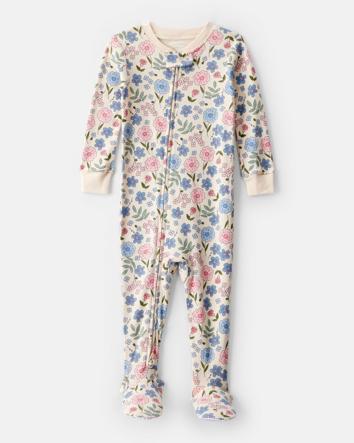 Toddler Girl Floral 100% Cotton Snug Fit Footie 1-Piece Pajamas - Ivory | Carter's Inc