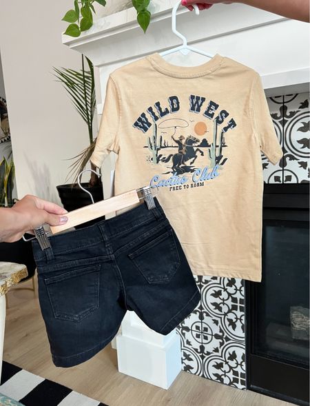 Boys outfit from Walmart - graphic tee denim shorts 