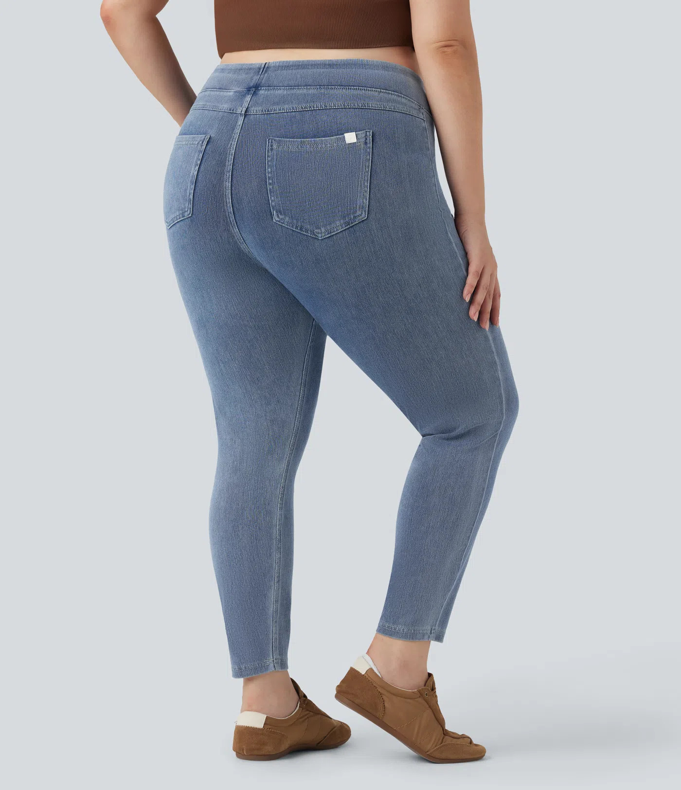 Halara Flex™ High Waisted Pocket Denim Plus Size Casual Leggings | HALARA
