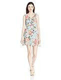 Speechless Women's V Neck Floral Dress, Aqua Coral, S | Amazon (US)